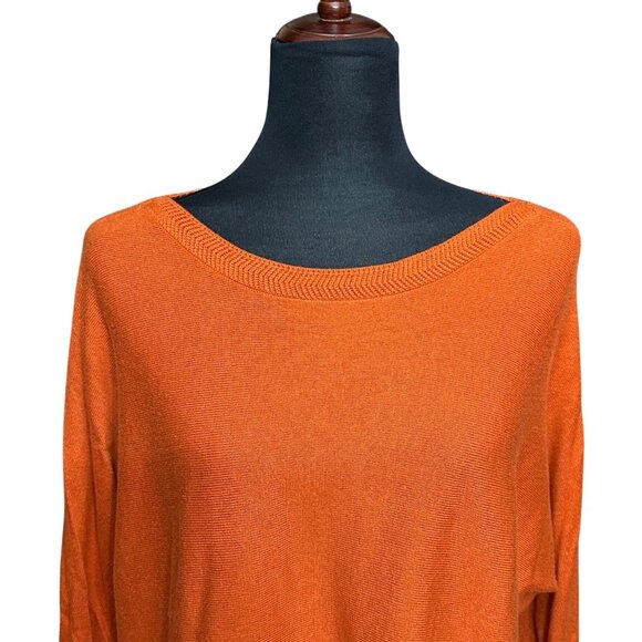 Chico's Sweater Size 3 XL Orange 3/4 Sleeve Touch of Cashmere Shirt Top - Picture 5 of 11